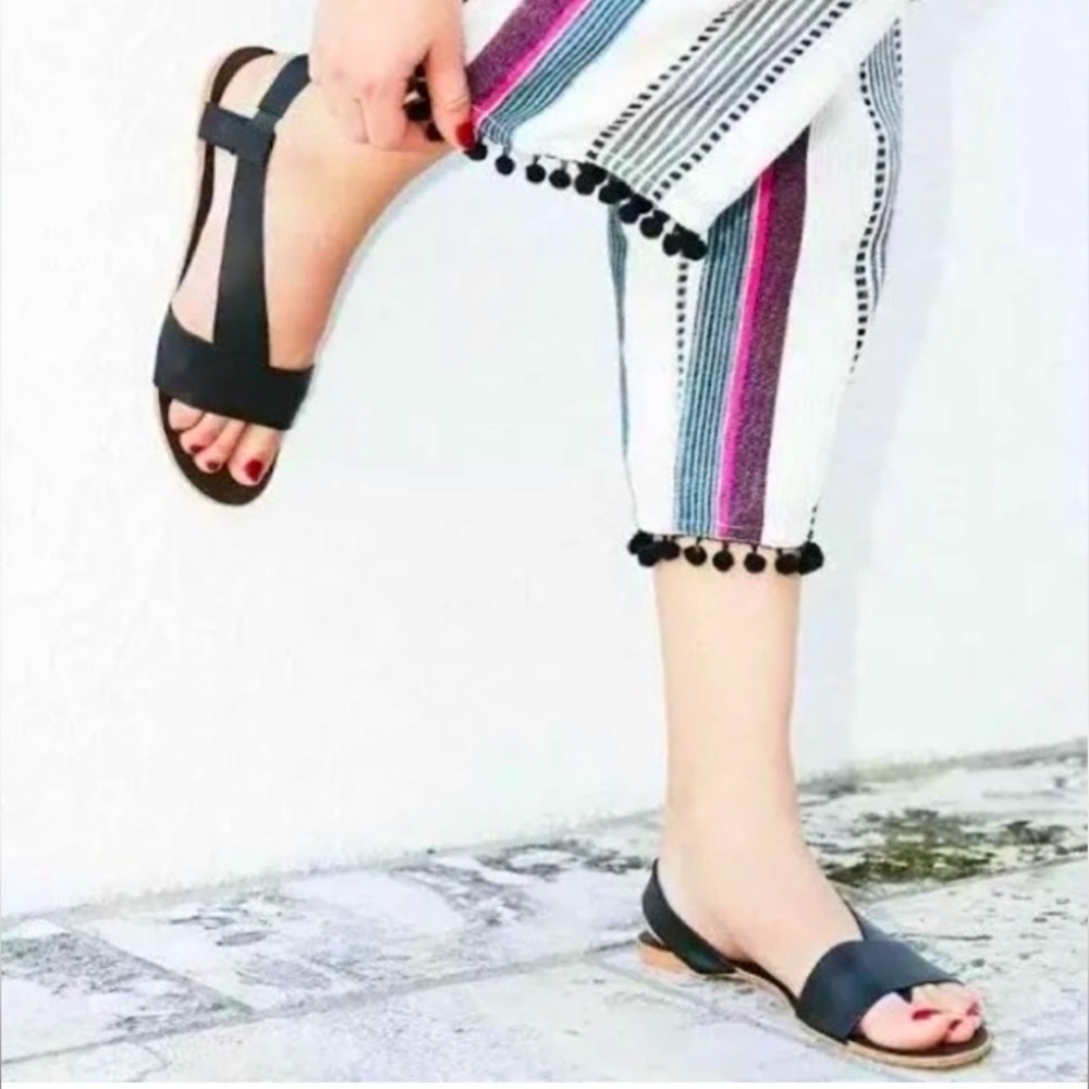 Free People Black‎ Leather Under Wraps Sandal Anthro Womens EU 38 US 7 , 7.5 , 8